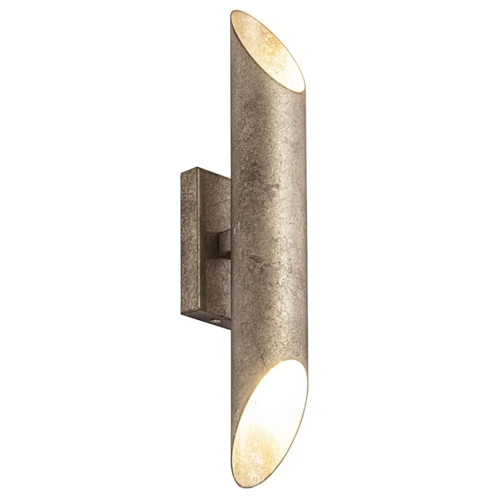 Up+down wandlamp ambachtelijk zilver