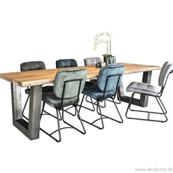 Velourse eetkamerstoel met zwarte poten