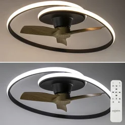 Ventilator Ocean zwart/hout + remote cct