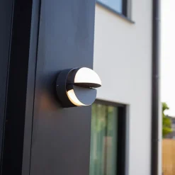 Verstelbare buitenlamp rond donker grijs inclusief LED