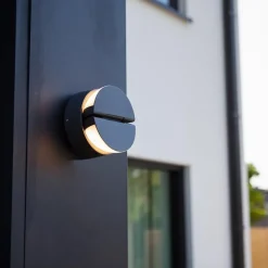 Verstelbare buitenlamp rond donker grijs inclusief LED