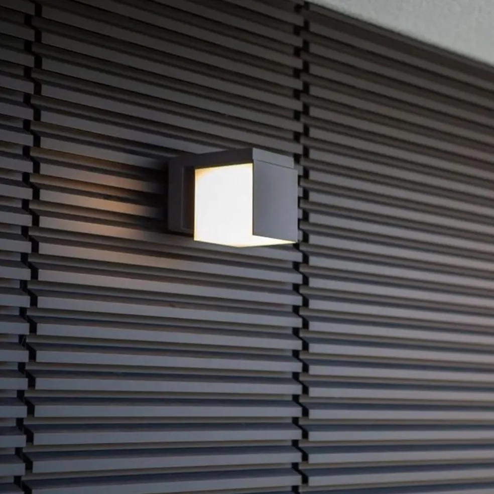 Verstelbare LED buitenlamp kubus donker grijs IP54