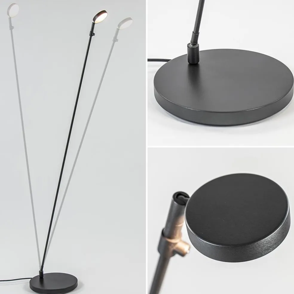 Verstelbare LED leeslamp zwart geborsteld staal dim-to-warm