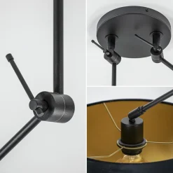 Verstelbare 2-lichts plafondlamp met velvet zwarte kappen