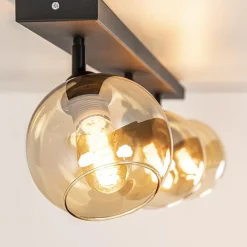 Verstelbare 3-lichts plafondlamp met amber glas