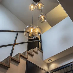 Videlamp zwart 5-lichts smoke glas