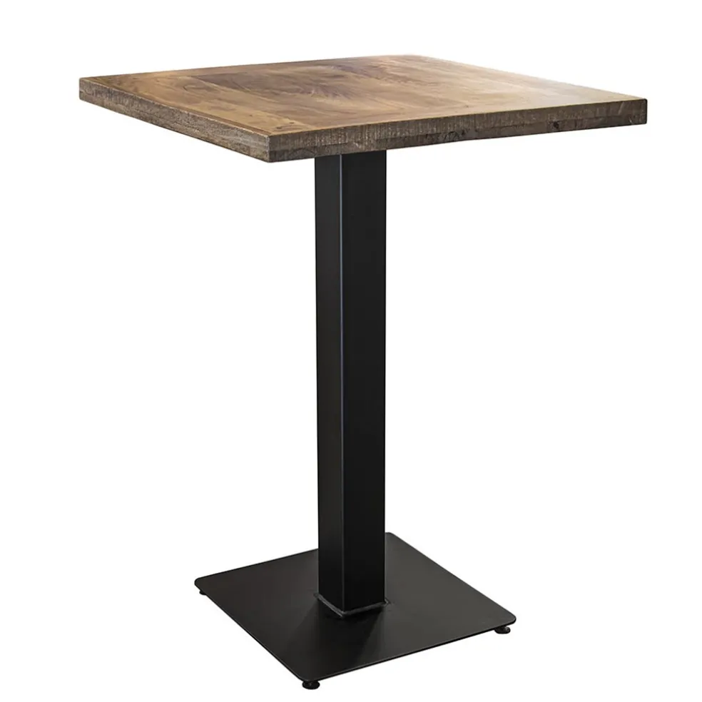 Vierkante bartafel mangohout 80x80 cm met zwarte poot