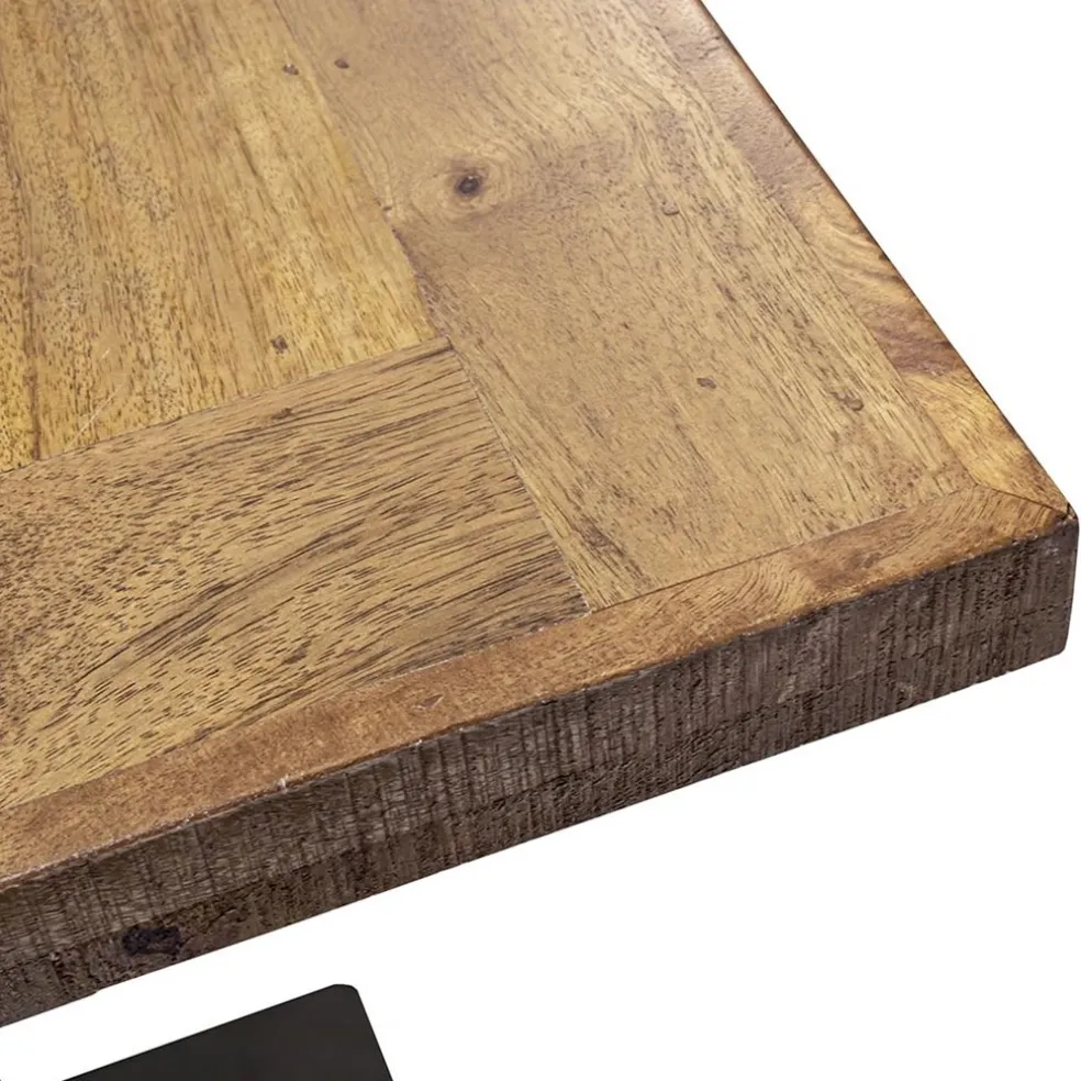 Vierkante bartafel mangohout 80x80 cm met zwarte poot