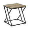 Vierkante bijzettafel zwart met mango hout