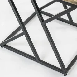 Vierkante bijzettafel zwart met mango hout