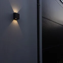 Vierkante LED buitenlamp wand zwart up+down