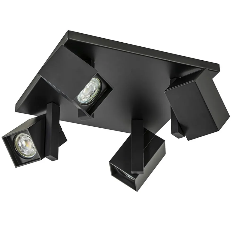 Vierkante opbouwspot 4L zwart verstelbaar