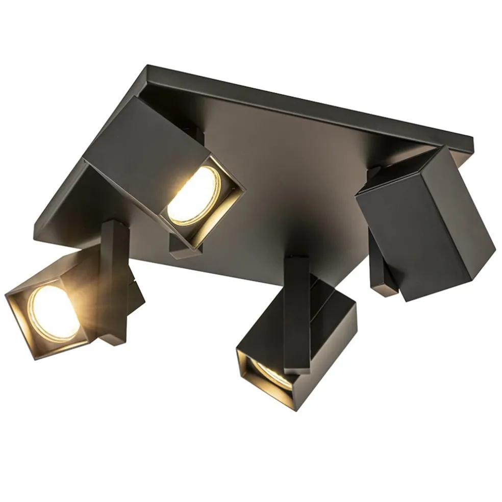 Vierkante opbouwspot 4L zwart verstelbaar