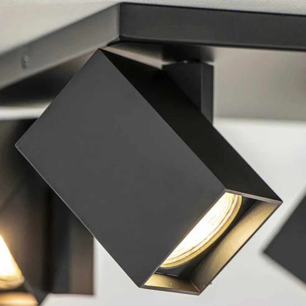 Vierkante opbouwspot 4L zwart verstelbaar