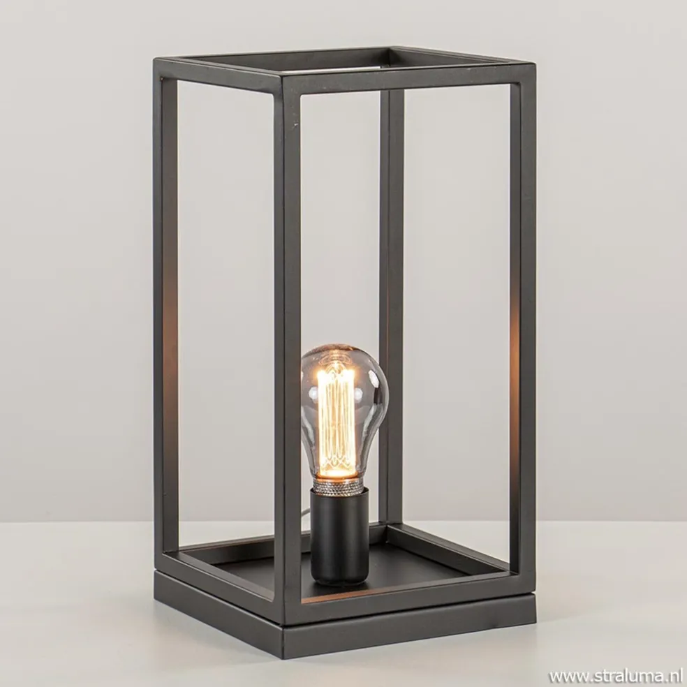 Vierkante tafellamp frame zwart modern