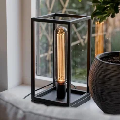 Vierkante tafellamp frame zwart modern