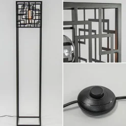 Vierkante vloerlamp mat zwart metaal