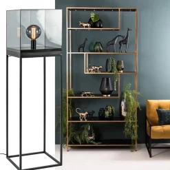 Vloerlamp Askjer kubus zwart/smoke glas