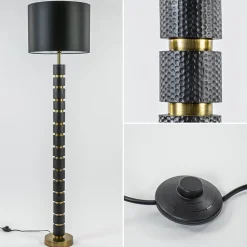 Vloerlamp Azoyu zwart/brons exclusief kap