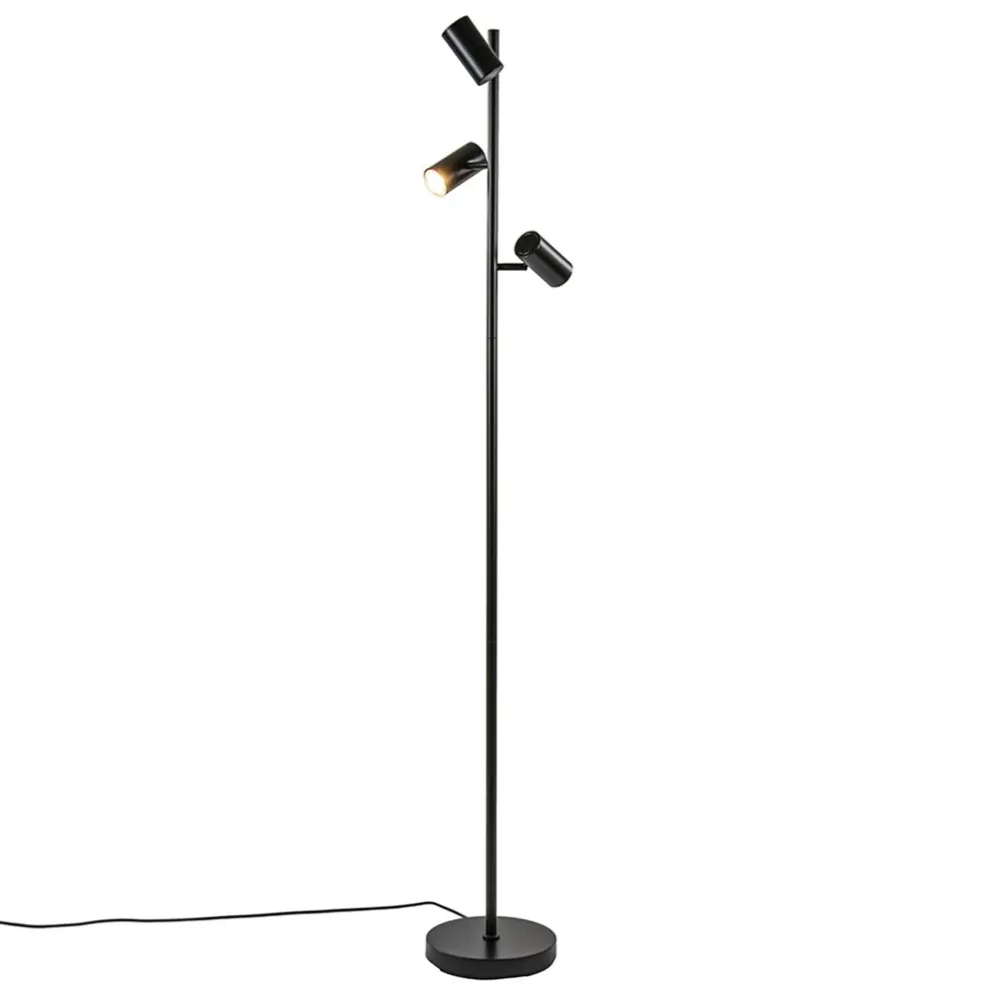 Vloerlamp Burgos 3L spot zwart 3-st dim