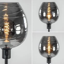 Vloerlamp Fantasy op stang zwart + smoke glas