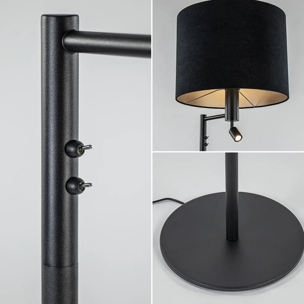 Vloerlamp Havana + leesspot zwart z/kap