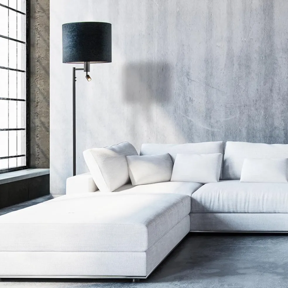 Vloerlamp Havana + leesspot zwart z/kap