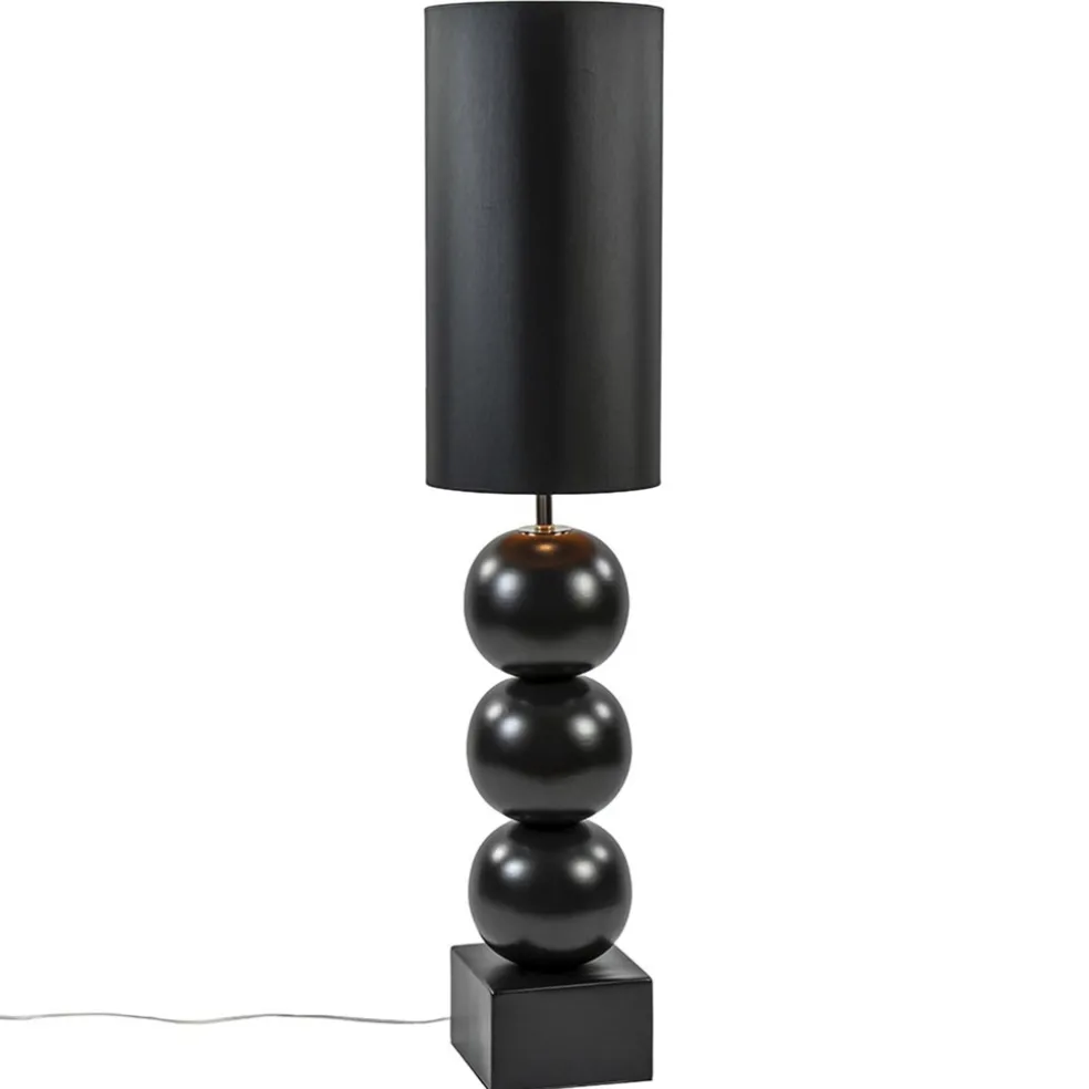 Vloerlamp hotel chic zwart met kap zwart/goud