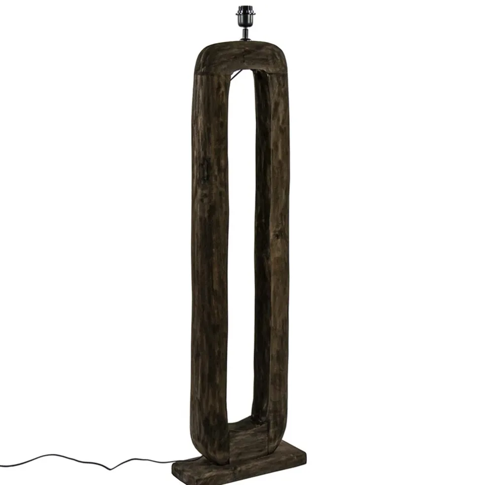 Vloerlamp Kelafo hout chocolade bruin exclusief kap