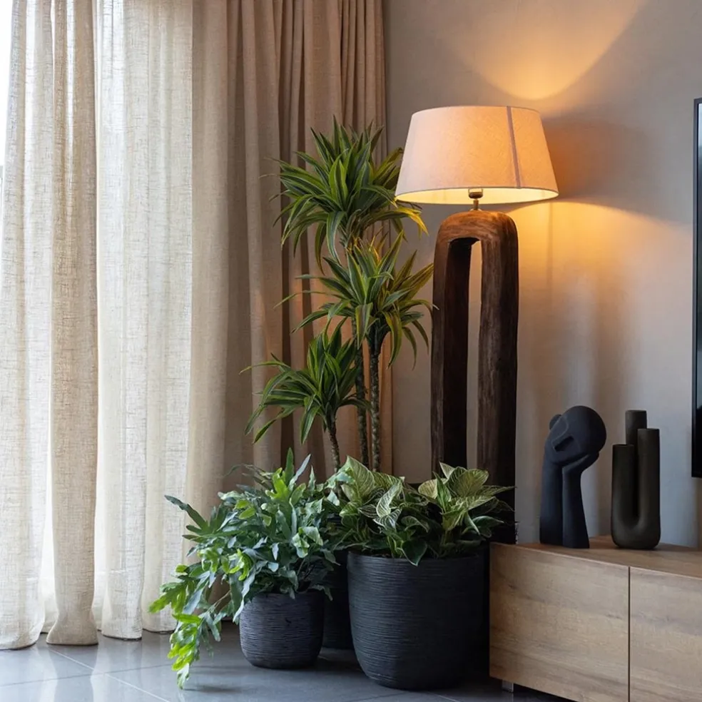 Vloerlamp Kelafo hout chocolade bruin exclusief kap