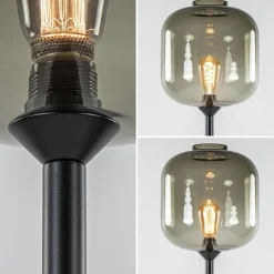 Vloerlamp Lett zwart/smoke glas