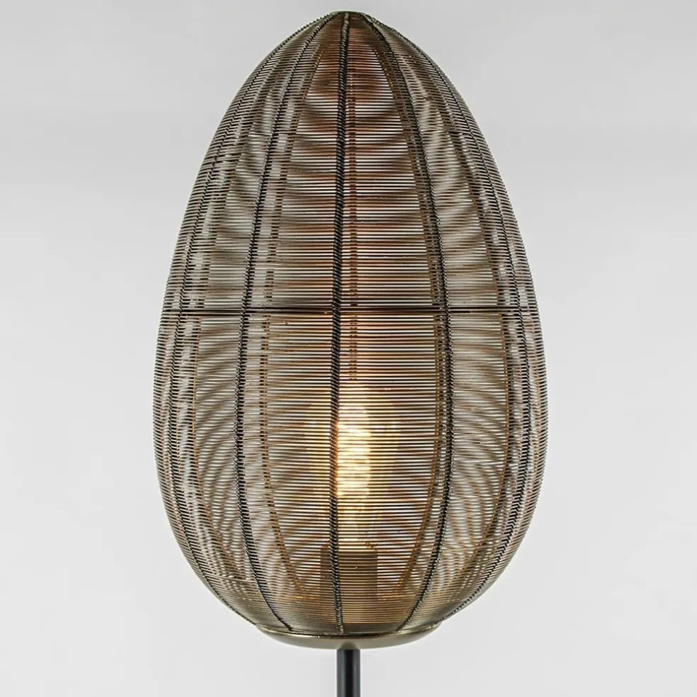 Vloerlamp Yaelle antiek brons met zwarte voet