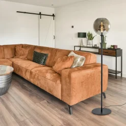 Vloerlamp zwart + smoke glas