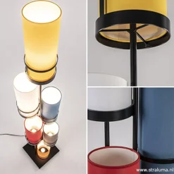 Vloerlamp zwart 6L multicolor rood