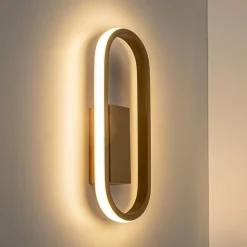 Wandlamp Anello ovaal matgoud 2700k dim.