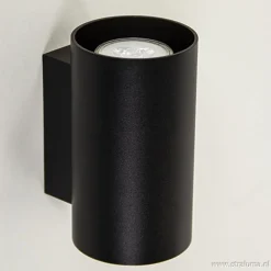 Wandlamp cilinder zwart up+down gu10