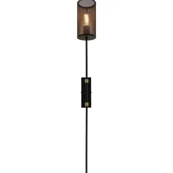 Wandlamp cilinder zwart/goud XL
