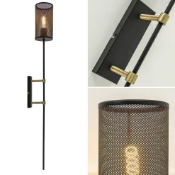 Wandlamp cilinder zwart/goud XL