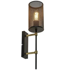 Wandlamp cilinder zwart/goud S