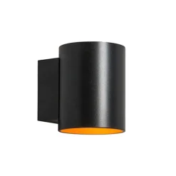 Wandlamp cilinder zwart/goud