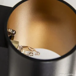 Wandlamp cilinder zwart/goud