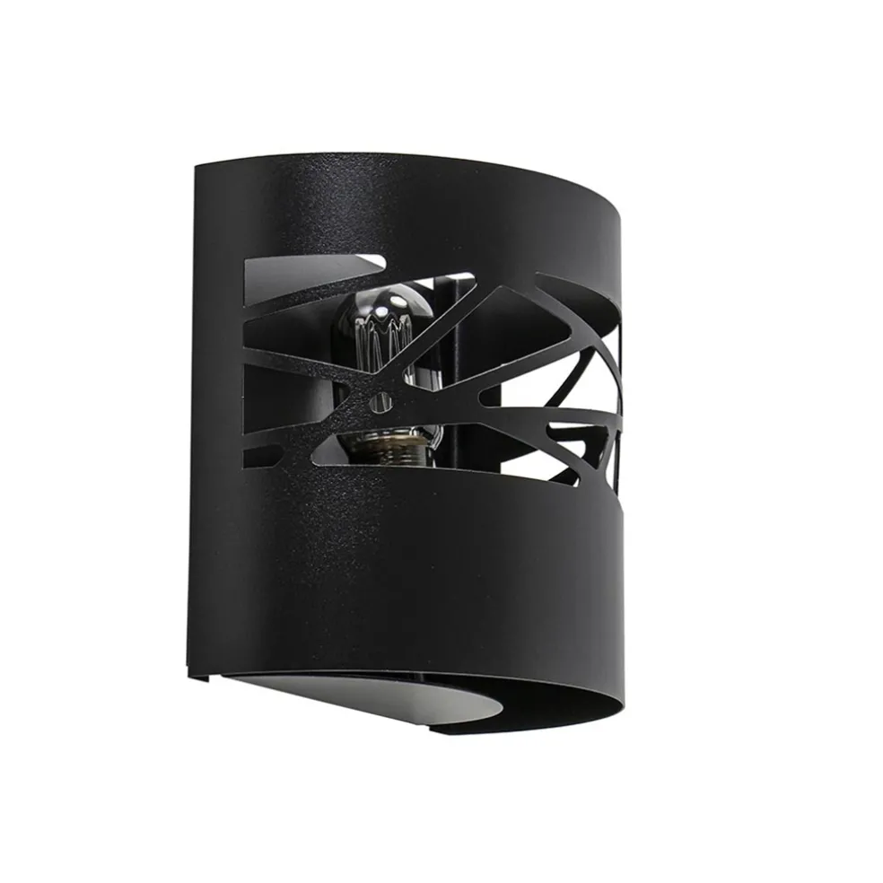 Wandlamp halve cilinder mat zwart