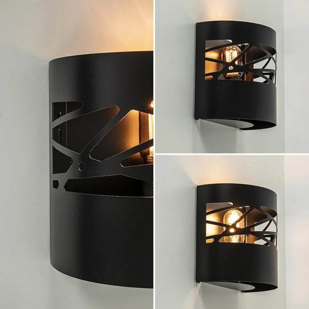 Wandlamp halve cilinder mat zwart