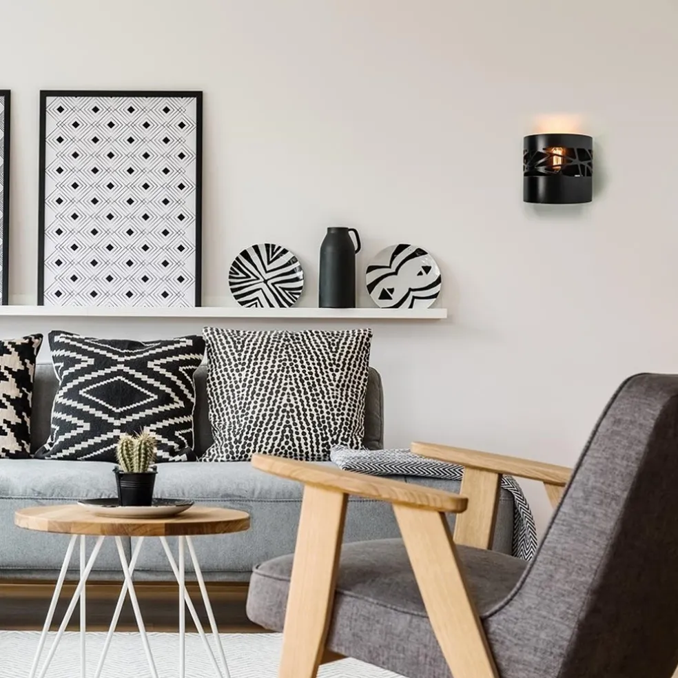 Wandlamp halve cilinder mat zwart