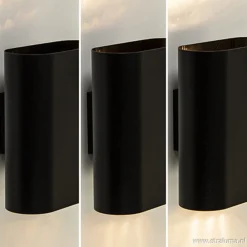 Wandlamp ovaal zwart 2xe14