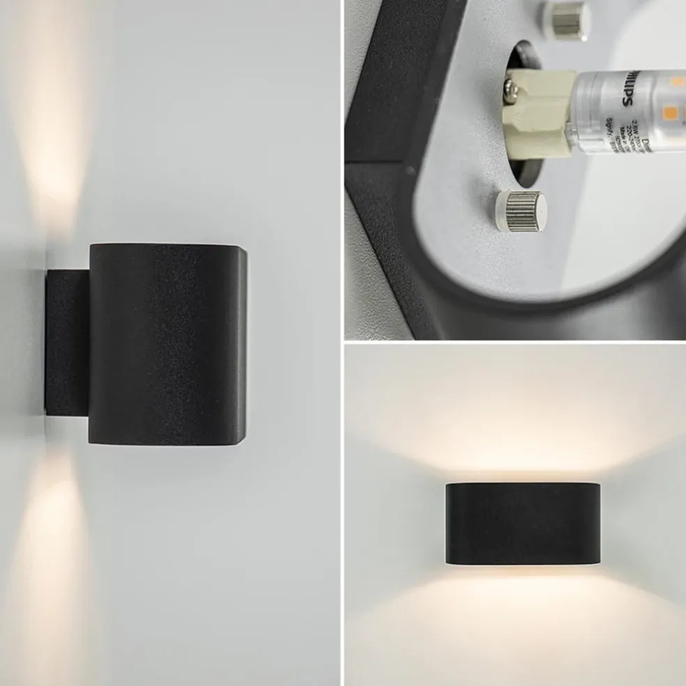 Wandlamp ovaal zwart/zilver g9