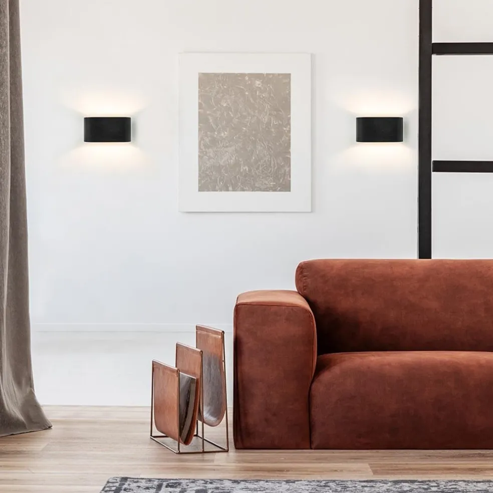 Wandlamp ovaal zwart/zilver g9