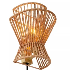 Wandlamp papier naturel met mat goud