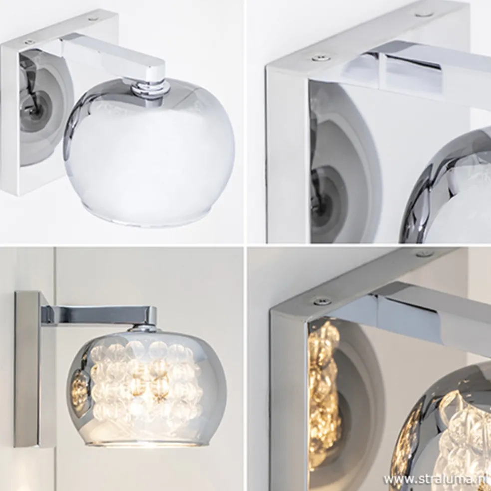 Wandlamp Pearl glas/chroom