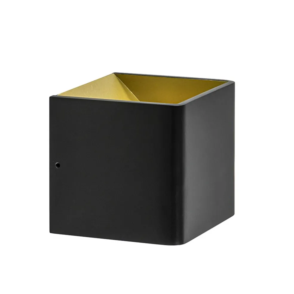 Wandlamp Stretto kubus zwart/goud